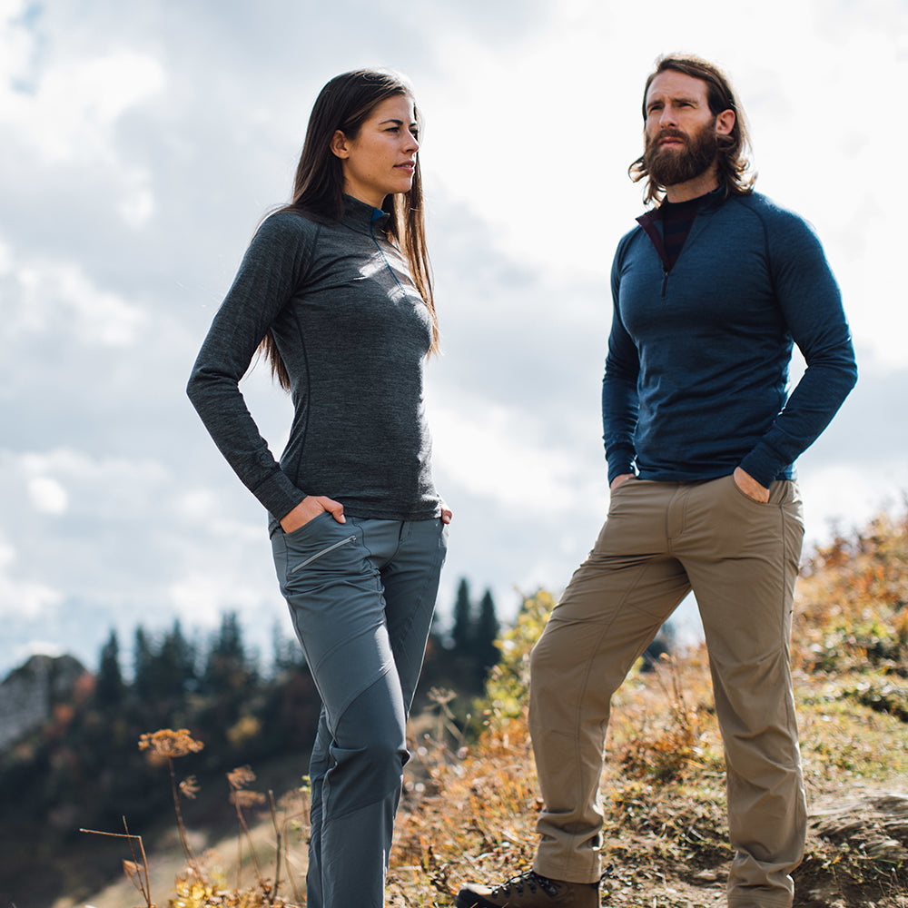 Isobaa | Womens Merino 200 Long Sleeve Zip Neck (Smoke) | Experience the best of 200gm Merino wool with this ultimate half-zip top – your go-to for challenging hikes, chilly bike commutes, post-workout layering, and unpredictable weather.