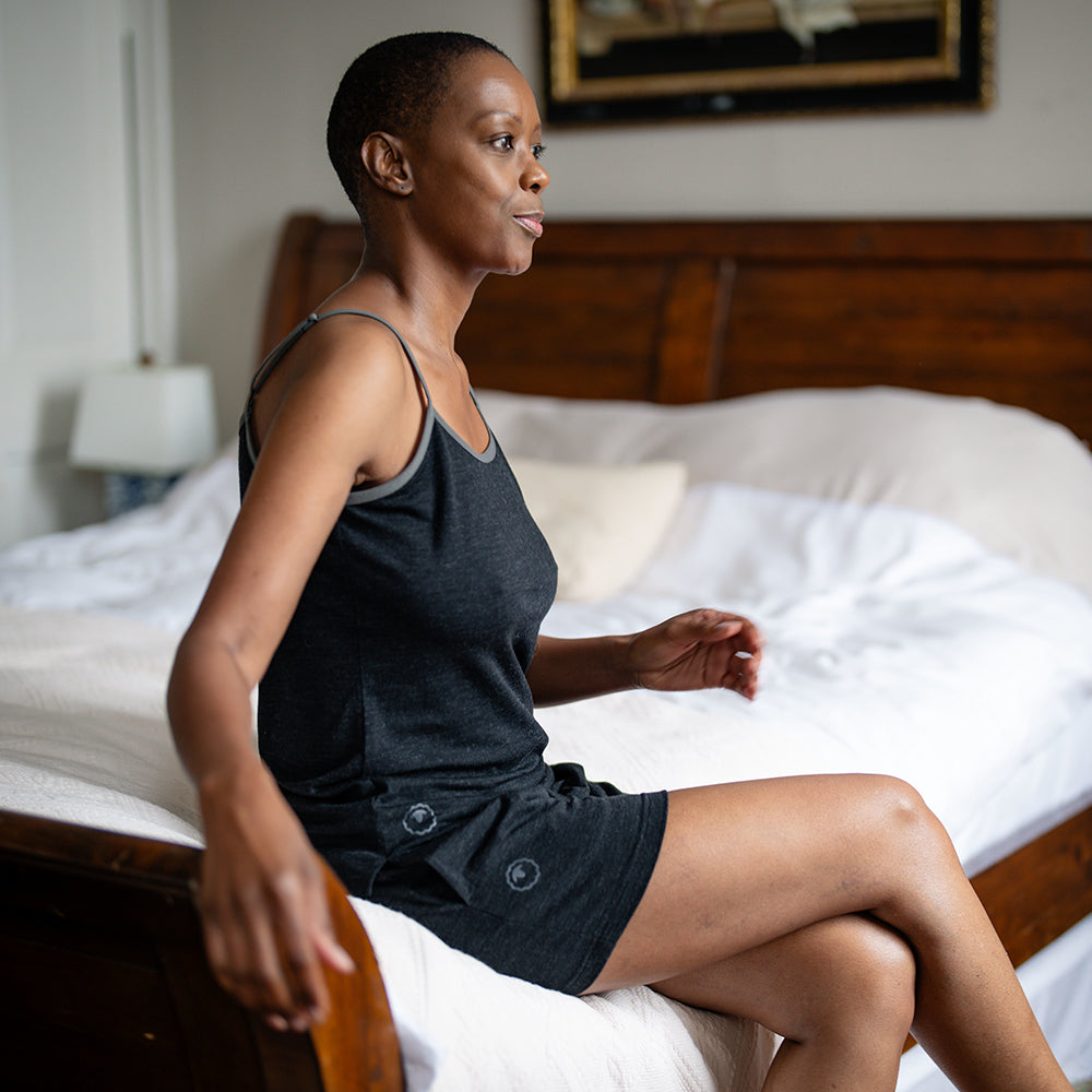 Isobaa | Womens Merino Blend 200 PJ Shorts (Black Melange) | Discover breathable comfort with our Merino blend shorts.
