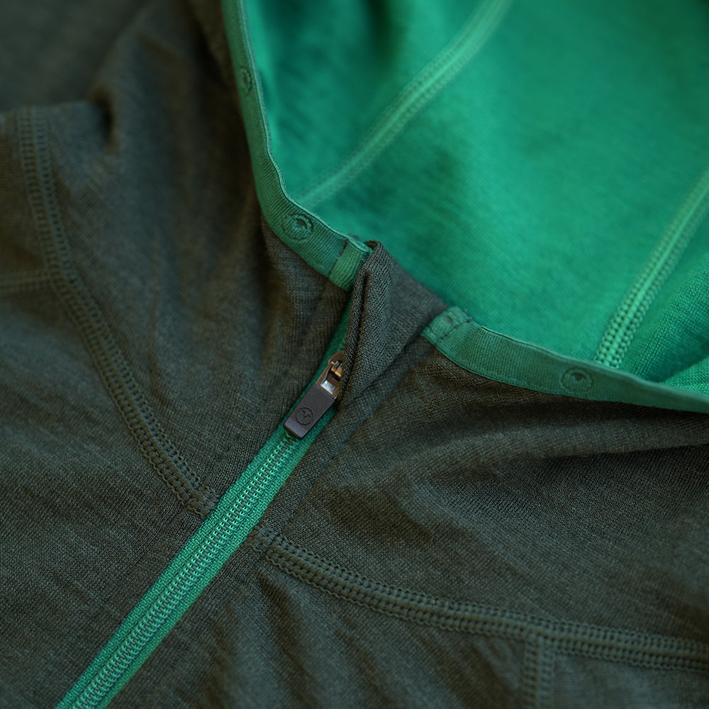 Isobaa | Womens Merino 200 Zip Neck Hoodie (Forest) | The ultimate 200gm Merino wool hoodie.