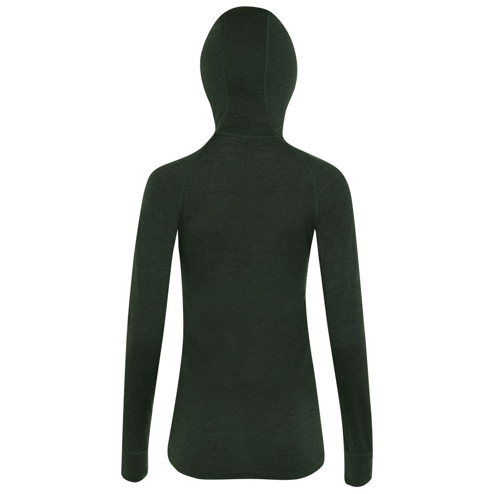 Isobaa | Womens Merino 200 Zip Neck Hoodie (Forest) | The ultimate 200gm Merino wool hoodie.