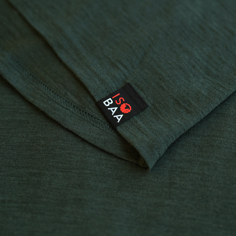 Isobaa | Womens Merino 200 Zip Neck Hoodie (Forest) | The ultimate 200gm Merino wool hoodie.