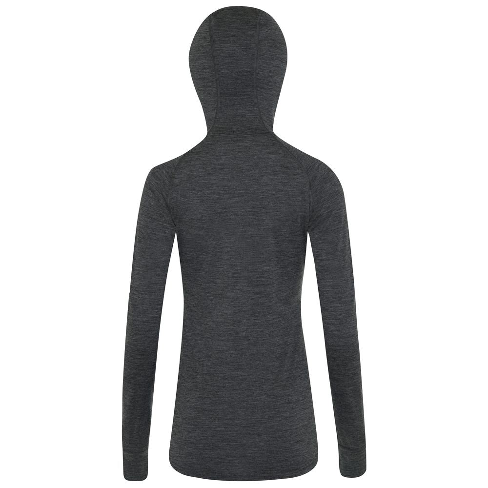 Isobaa | Womens Merino 200 Zip Neck Hoodie (Smoke) | The ultimate 200gm Merino wool hoodie.