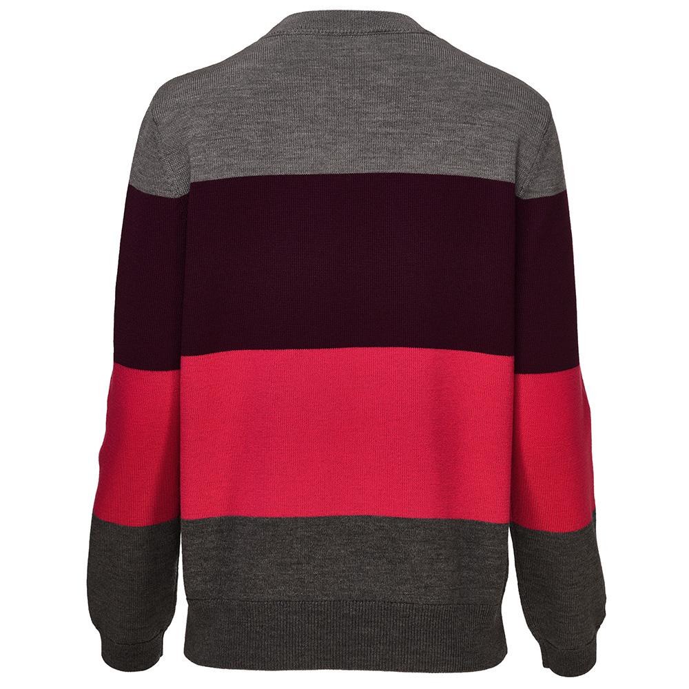 Isobaa | Womens Merino Block Stripe Sweater (Charcoal/Wine/Fuchsia/Smoke) | Discover effortless style and exceptional comfort with our  extrafine 9-gauge Merino wool crew neck sweater.