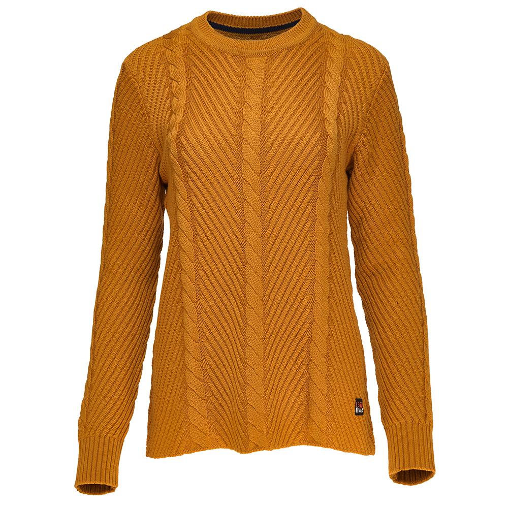Womens Merino Cable Sweater (Mustard)