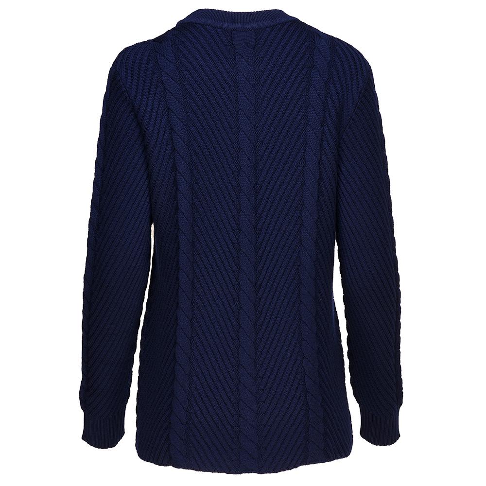 Isobaa | Womens Merino Cable Sweater (Navy) | Experience timeless style and outdoor-ready performance with our Merino wool crew neck sweater.