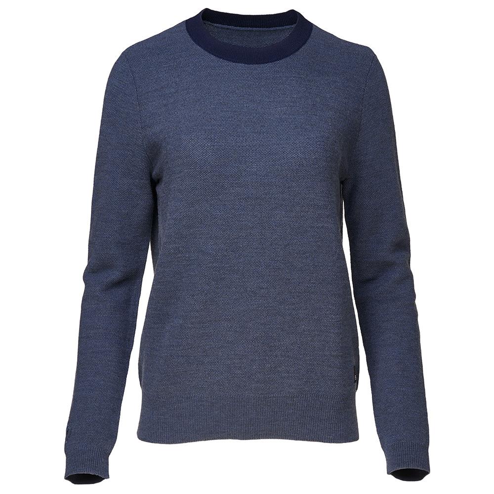 Isobaa | Womens Merino Honeycomb Sweater (Denim/Navy) | The perfect blend of function and elegance in our extrafine 12-gauge Merino wool crew neck sweater.
