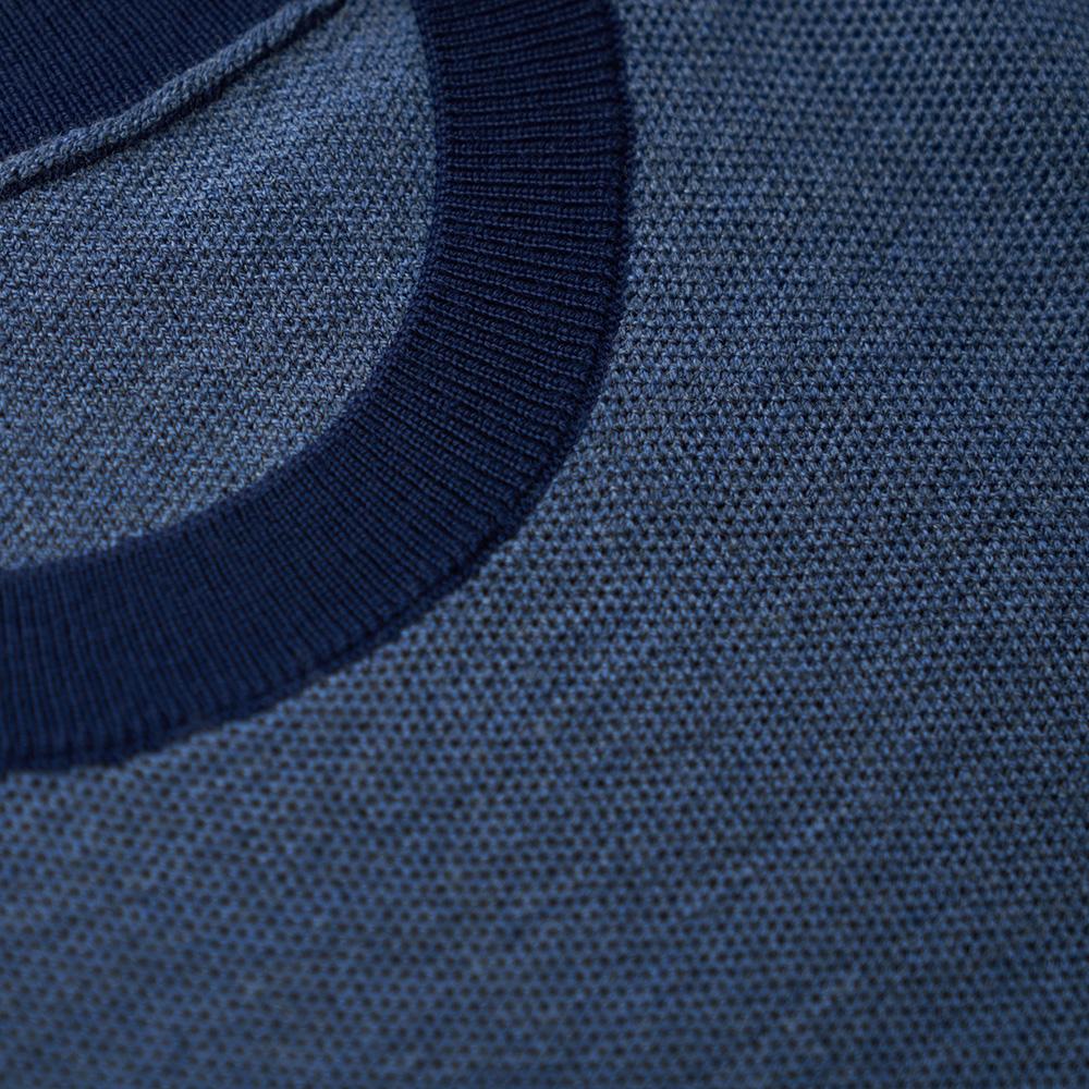 Isobaa | Womens Merino Honeycomb Sweater (Denim/Navy) | The perfect blend of function and elegance in our extrafine 12-gauge Merino wool crew neck sweater.