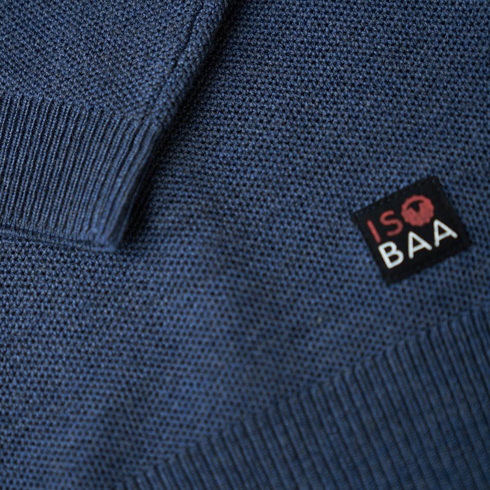 Isobaa | Womens Merino Honeycomb Sweater (Denim/Navy) | The perfect blend of function and elegance in our extrafine 12-gauge Merino wool crew neck sweater.