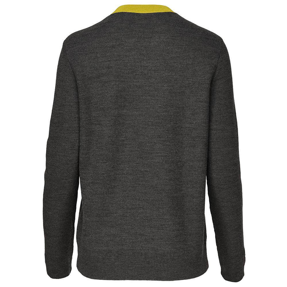 Isobaa | Womens Merino Honeycomb Sweater (Smoke/Lime) | The perfect blend of function and elegance in our extrafine 12-gauge Merino wool crew neck sweater.