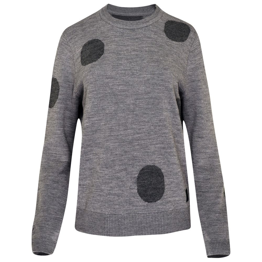 Isobaa | Womens Polka Dot Sweater (Charcoal/Smoke) | Discover the ultimate layering essential with Isobaa's extra-fine Merino crew neck sweater.