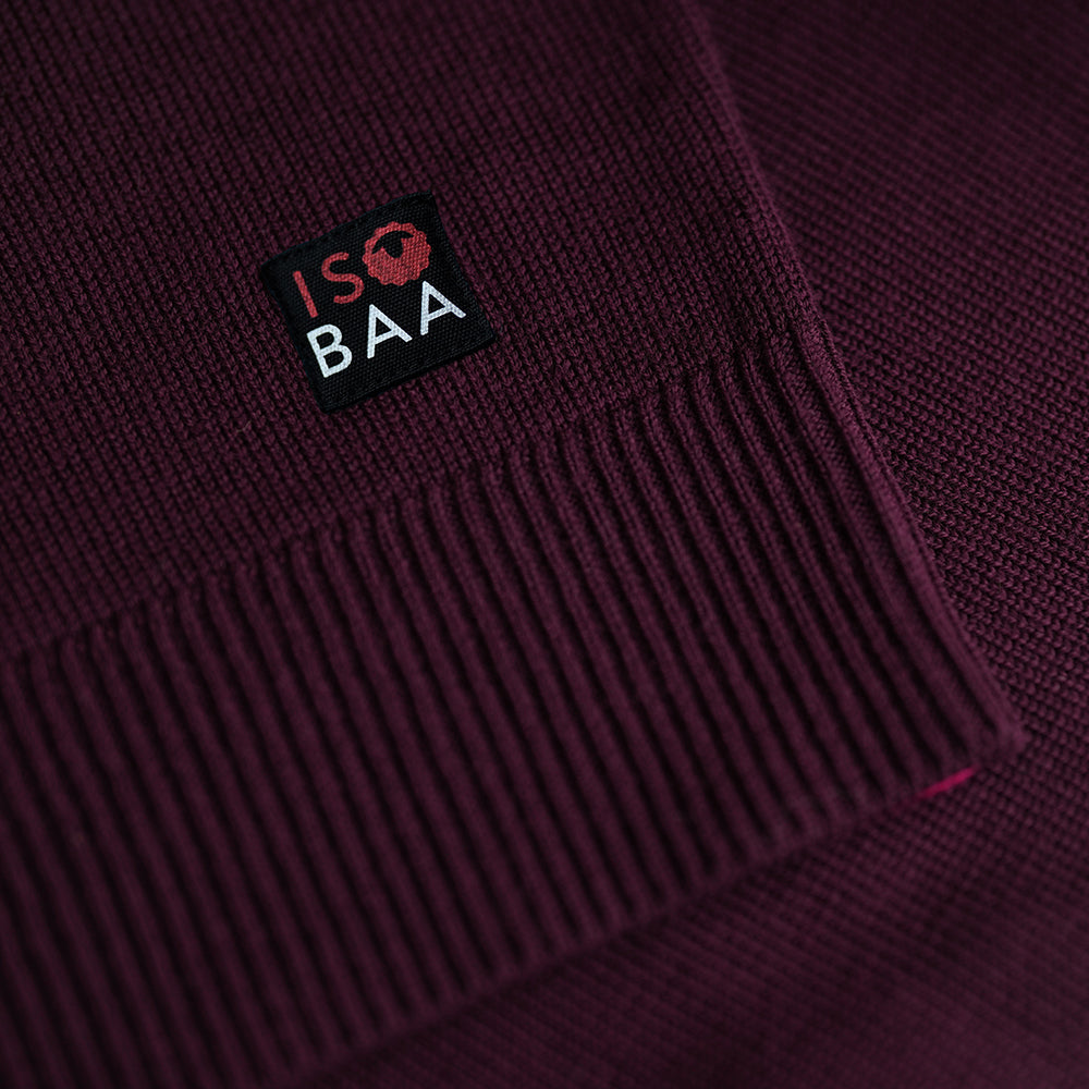 Isobaa | Womens Polka Dot Sweater (Wine/Fuchsia) | Discover the ultimate layering essential with Isobaa's extra-fine Merino crew neck sweater.