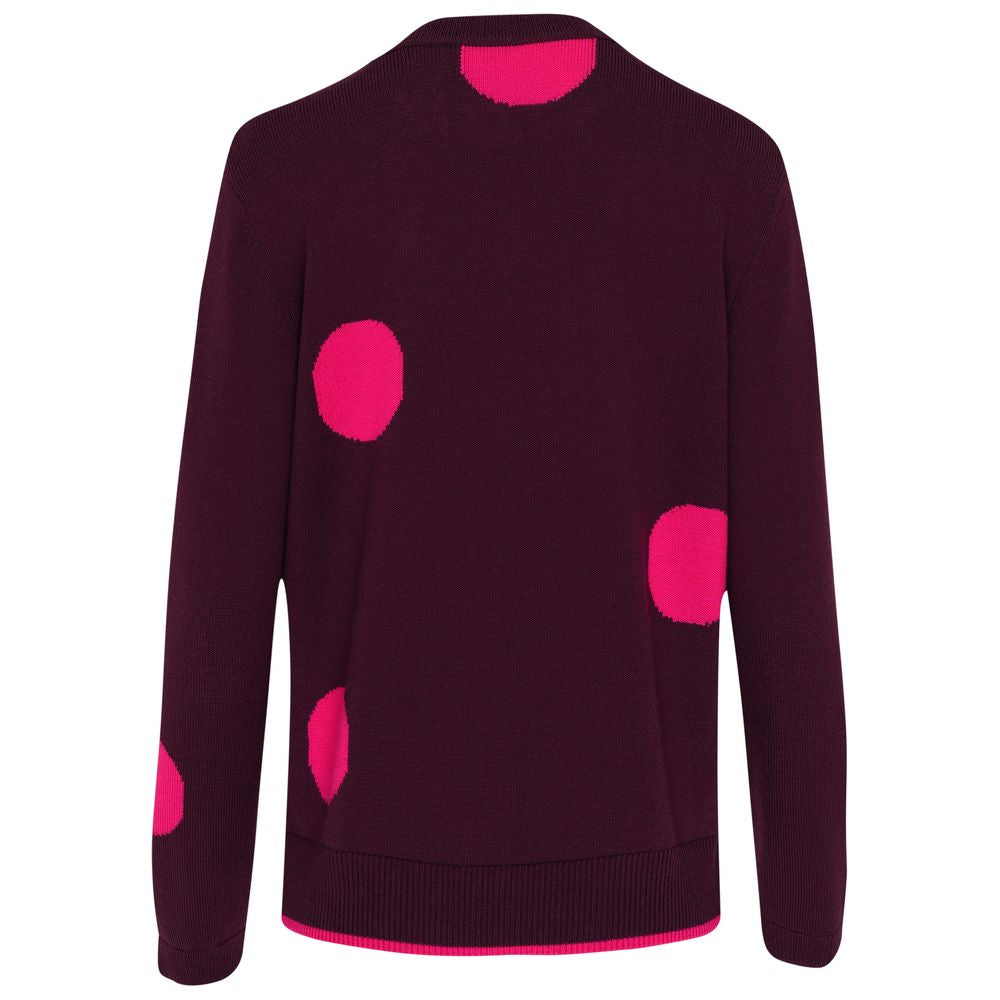 Isobaa | Womens Polka Dot Sweater (Wine/Fuchsia) | Discover the ultimate layering essential with Isobaa's extra-fine Merino crew neck sweater.