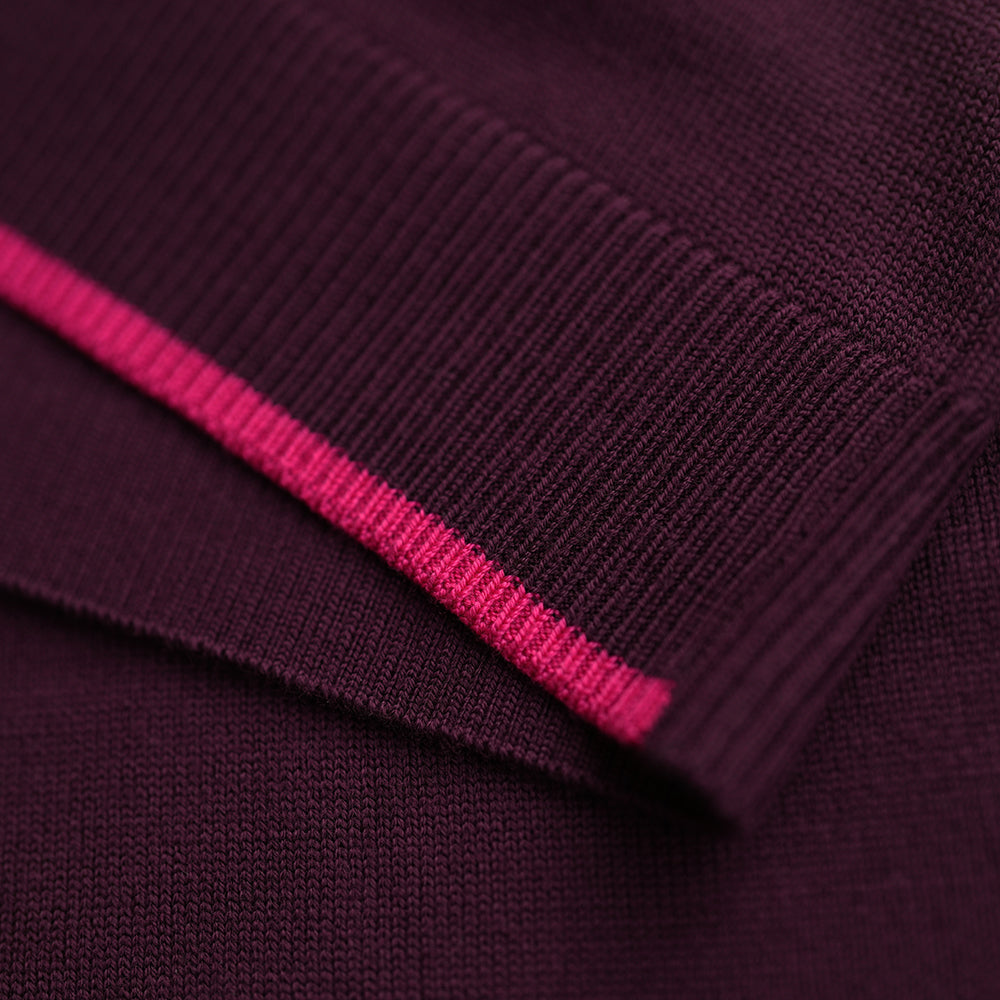 Isobaa | Womens Polka Dot Sweater (Wine/Fuchsia) | Discover the ultimate layering essential with Isobaa's extra-fine Merino crew neck sweater.