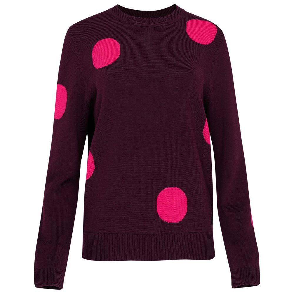 Isobaa | Womens Polka Dot Sweater (Wine/Fuchsia) | Discover the ultimate layering essential with Isobaa's extra-fine Merino crew neck sweater.