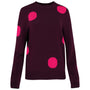 Womens Polka Dot Sweater (Wine/Fuchsia)