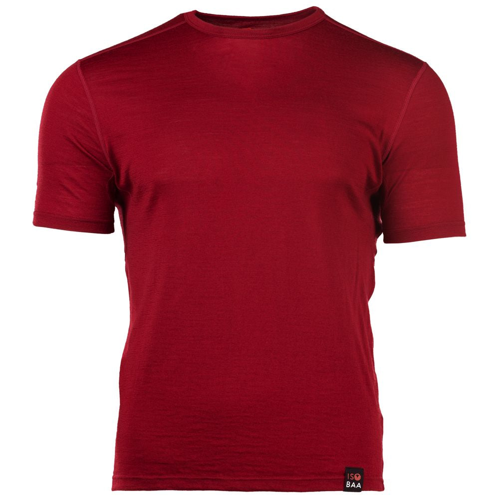 Isobaa | Mens Merino 150 Short Sleeve Crew (Red) | Gear up for performance and comfort with Isobaa's technical Merino short-sleeved top.