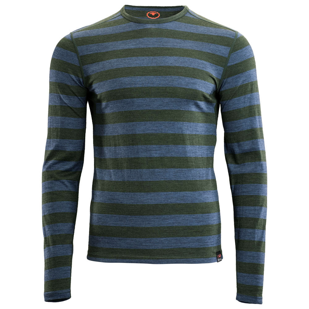 Isobaa | Mens Merino 180 Long Sleeve Crew (Forest/Denim) | Get outdoors with the ultimate Merino wool long-sleeve top.