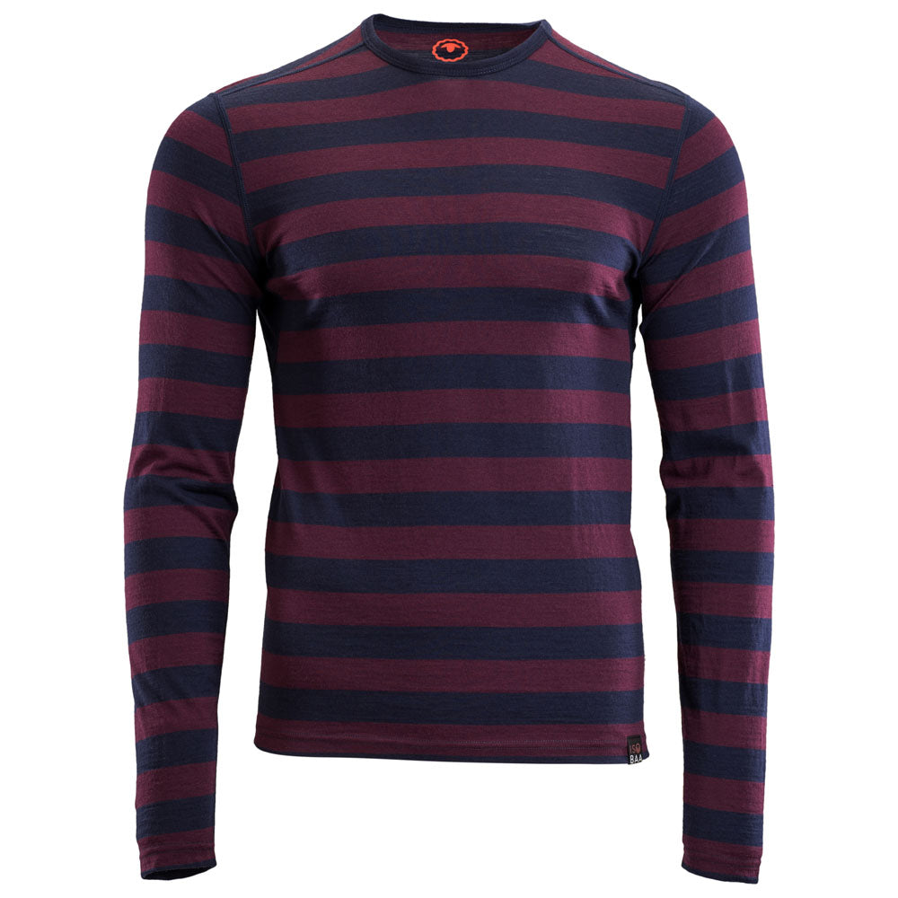 Isobaa | Mens Merino 180 Long Sleeve Crew (Navy/Wine) | Get outdoors with the ultimate Merino wool long-sleeve top.