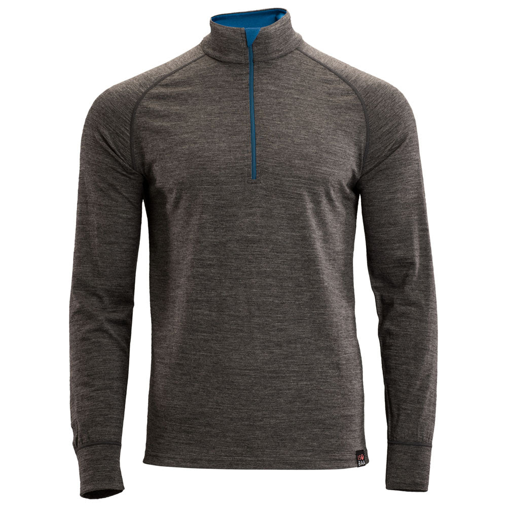 Isobaa | Mens Merino 200 Long Sleeve Zip Neck (Smoke) | Experience the best of 200gm Merino wool with this ultimate half-zip top – your go-to for challenging hikes, chilly bike commutes, post-workout layering, and unpredictable weather.