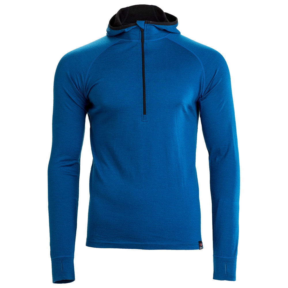 Isobaa | Mens Merino 200 Zip Neck Hoodie (Blue) | The ultimate 200gm Merino wool hoodie.