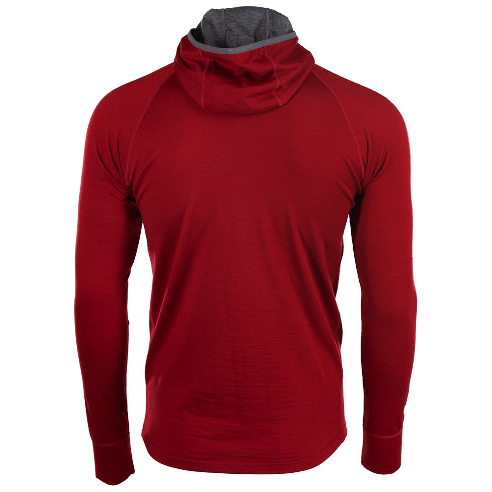 Isobaa | Mens Merino 200 Zip Neck Hoodie (Red) | The ultimate 200gm Merino wool hoodie.