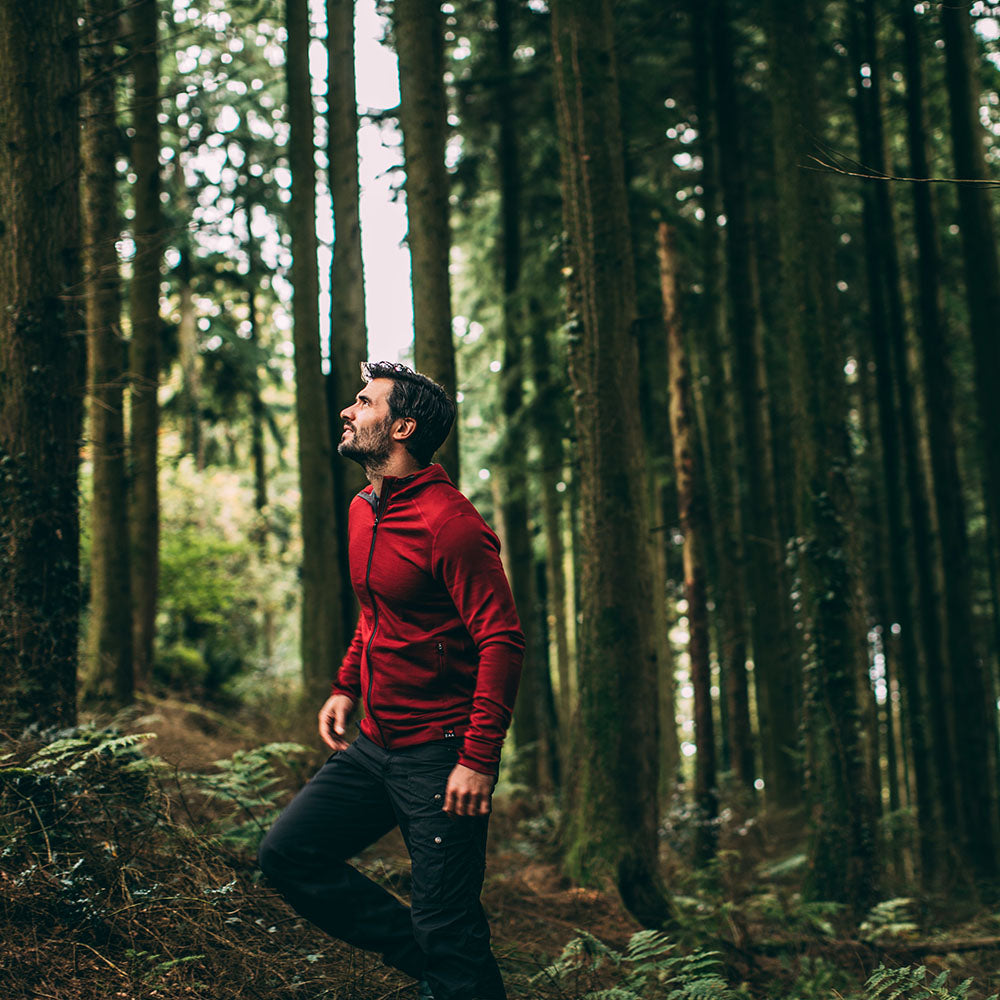 Isobaa | Mens Merino 260 Casual Hoodie (Red) | The best in warmth and versatility: Isobaa 260gm midweight Merino wool hoodie.