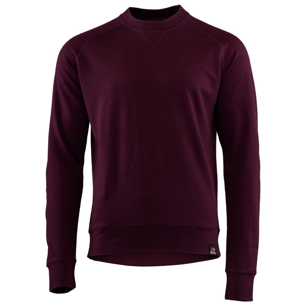 Isobaa | Mens Merino 260 Lounge Sweatshirt (Wine) | The ultimate 260gm Merino wool sweatshirt – Your go-to for staying cosy after chilly runs, conquering weekends in style, or whenever you crave warmth without bulk.