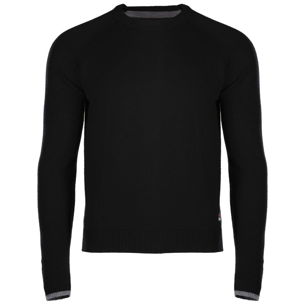 Isobaa | Mens Merino Crew Sweater (Black/Charcoal) | Everyday warmth and comfort with our superfine 12-gauge Merino wool crew neck sweater.