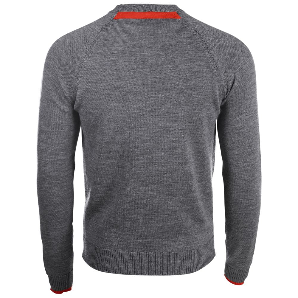 Isobaa | Mens Merino Crew Sweater (Charcoal/Orange) | Everyday warmth and comfort with our superfine 12-gauge Merino wool crew neck sweater.