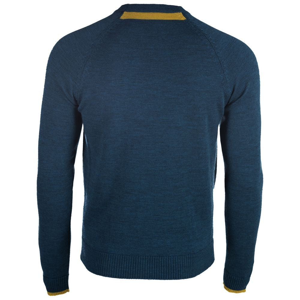 Isobaa | Mens Merino Crew Sweater (Petrol/Lime) | Everyday warmth and comfort with our superfine 12-gauge Merino wool crew neck sweater.