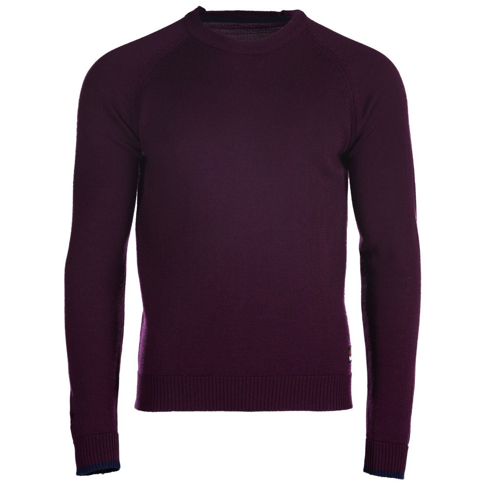 Isobaa | Mens Merino Crew Sweater (Wine/Navy) | Everyday warmth and comfort with our superfine 12-gauge Merino wool crew neck sweater.