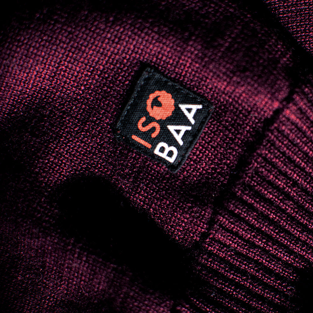 Isobaa | Mens Merino Crew Sweater (Wine/Navy) | Everyday warmth and comfort with our superfine 12-gauge Merino wool crew neck sweater.