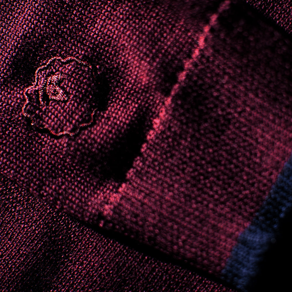 Isobaa | Mens Merino Crew Sweater (Wine/Navy) | Everyday warmth and comfort with our superfine 12-gauge Merino wool crew neck sweater.
