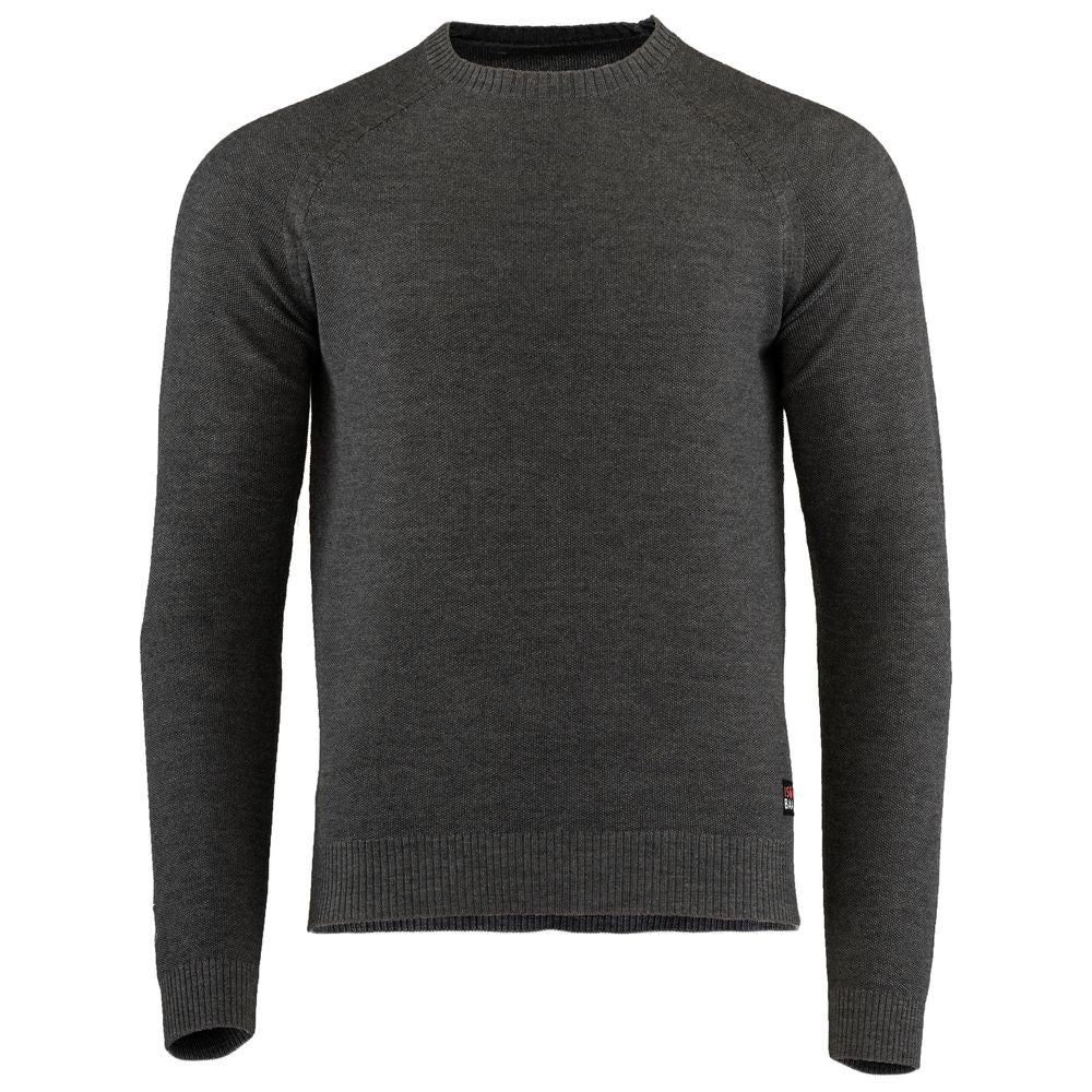 Isobaa | Mens Merino Moss Stitch Sweater (Smoke/Charcoal) | Discover timeless style and outdoor-ready comfort with our extrafine Merino wool crew neck sweater.