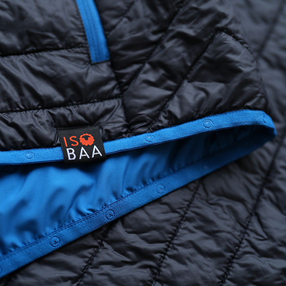 Isobaa | Mens Merino Wool Insulated Gilet (Black/Blue) | Fight the chill with our innovative Merino gilet.