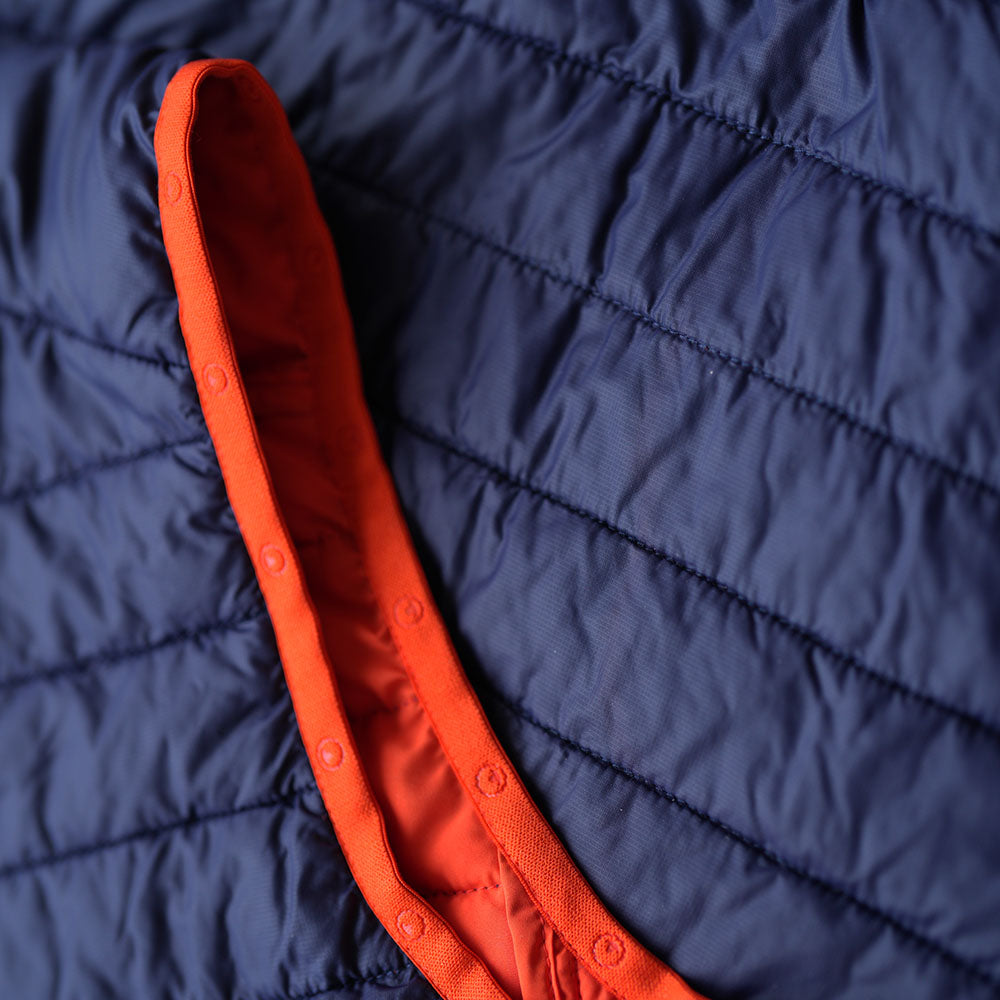 Isobaa | Mens Merino Wool Insulated Gilet (Navy/Orange) | Fight the chill with our innovative Merino gilet.