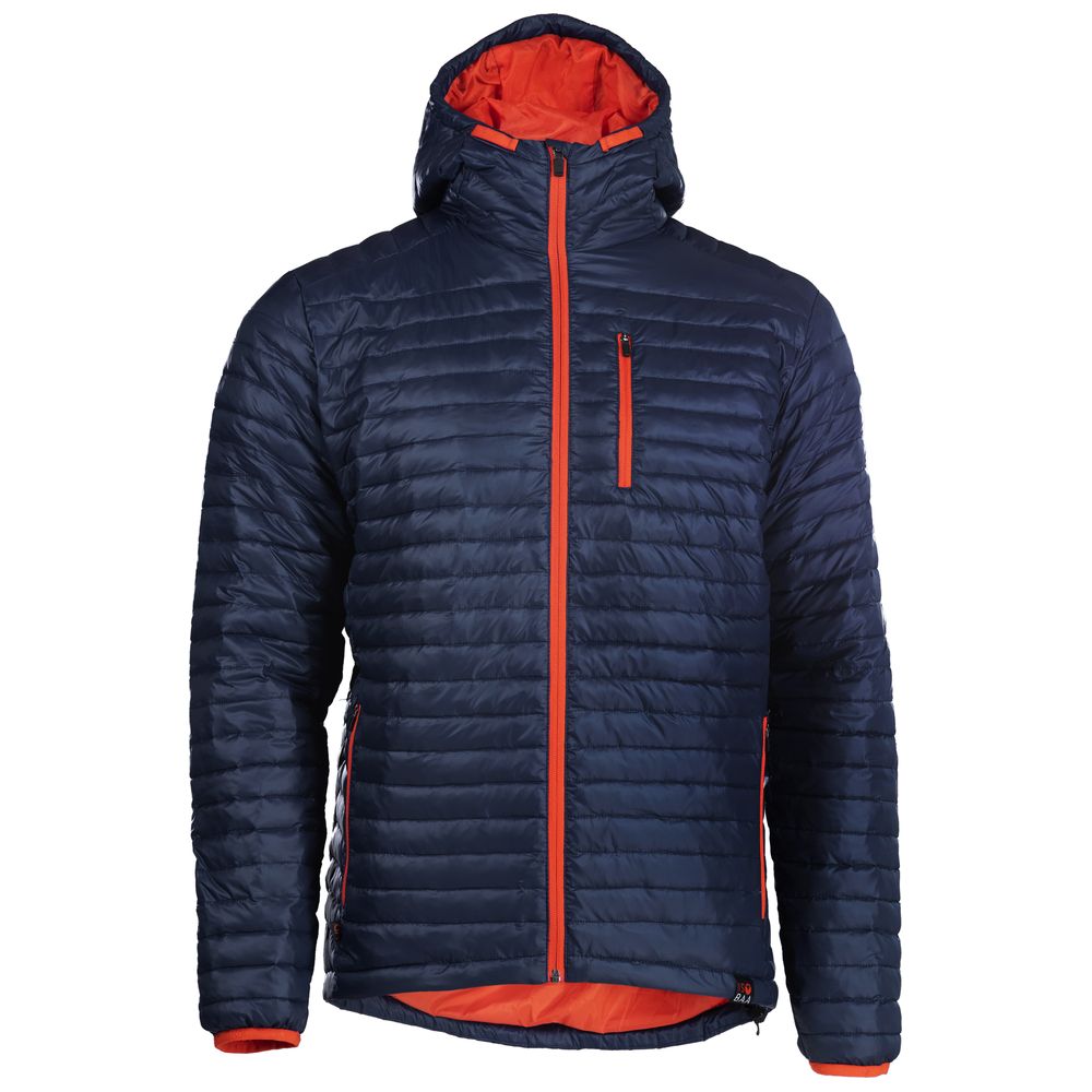 Isobaa | Mens Merino Wool Insulated Jacket (Navy/Orange) | Innovative and sustainable design with our Merino jacket.