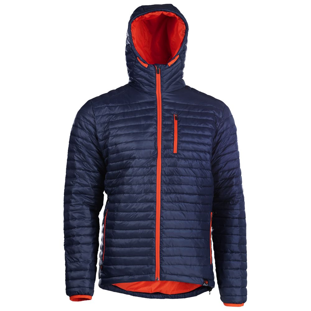 Isobaa | Mens Merino Wool Insulated Jacket (Navy/Orange) | Innovative and sustainable design with our Merino jacket.