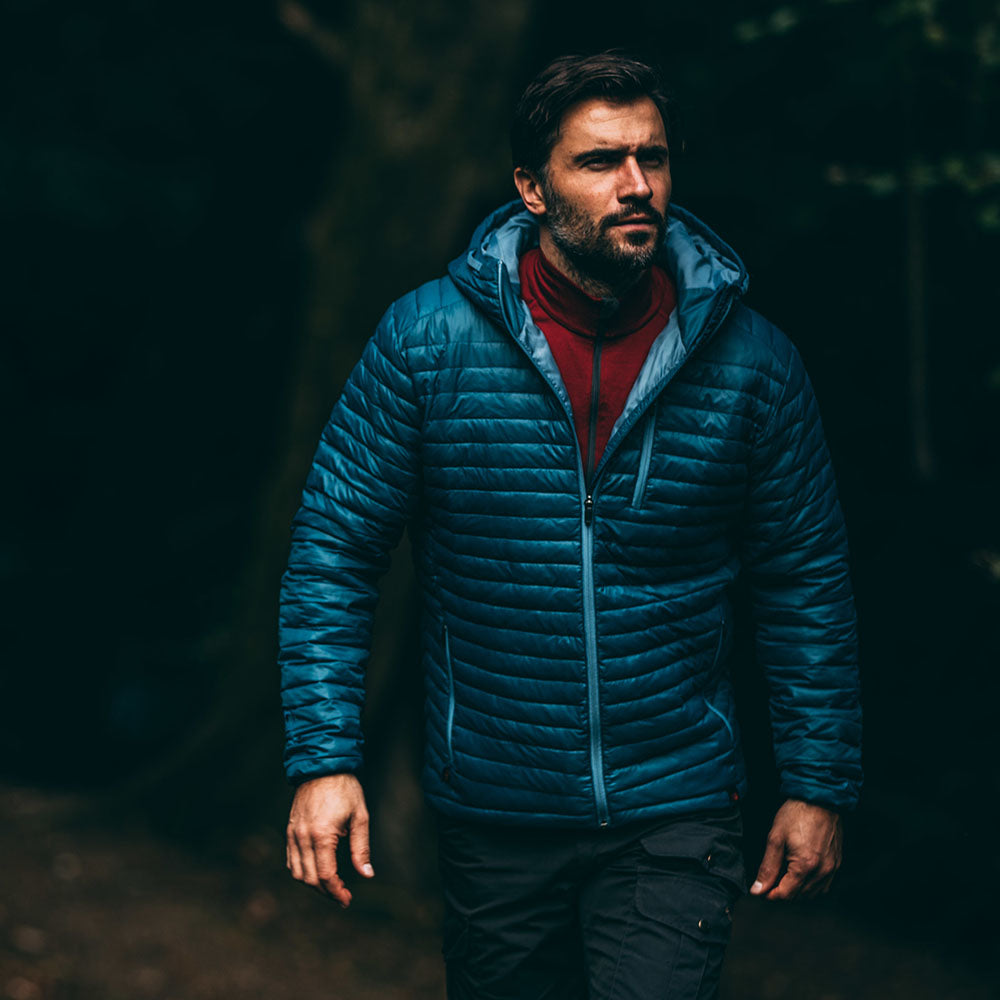 Isobaa | Mens Merino Wool Insulated Jacket (Petrol/Sky) | Innovative and sustainable design with our Merino jacket.
