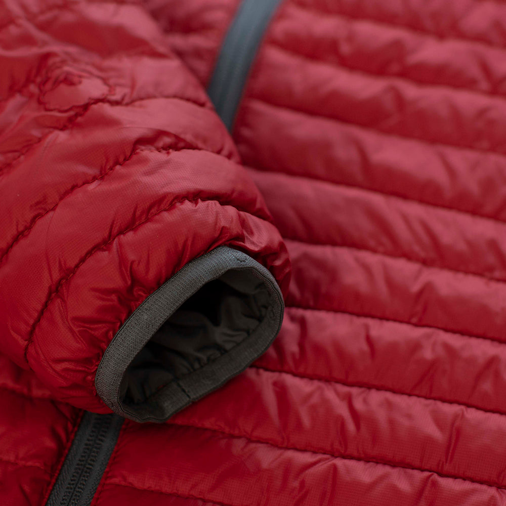 Isobaa | Mens Merino Wool Insulated Jacket (Red/Smoke) | Innovative and sustainable design with our Merino jacket.