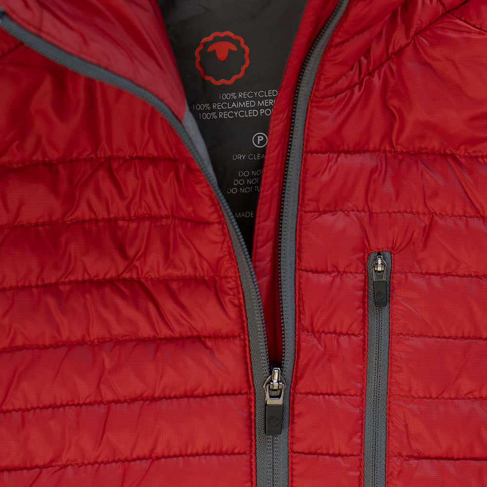 Isobaa | Mens Merino Wool Insulated Jacket (Red/Smoke) | Innovative and sustainable design with our Merino jacket.