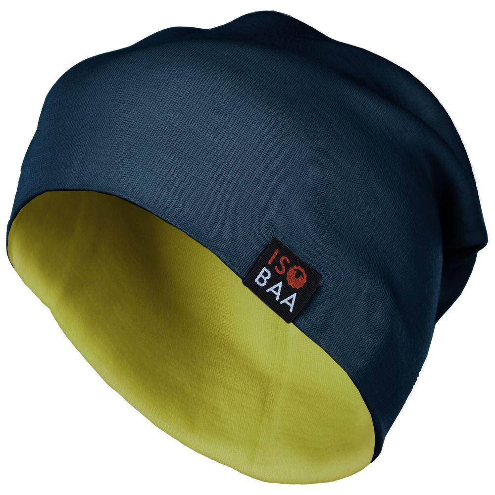 Isobaa | Merino 230 Beanie Hat (Petrol/Lime) | Isobaa's double-layered Merino beanie is your key to warmth & comfort in any season.