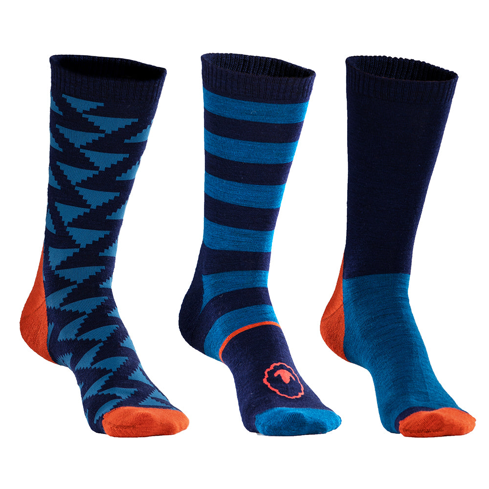 Merino Blend Everyday Socks (3 Pack - Navy/Blue)