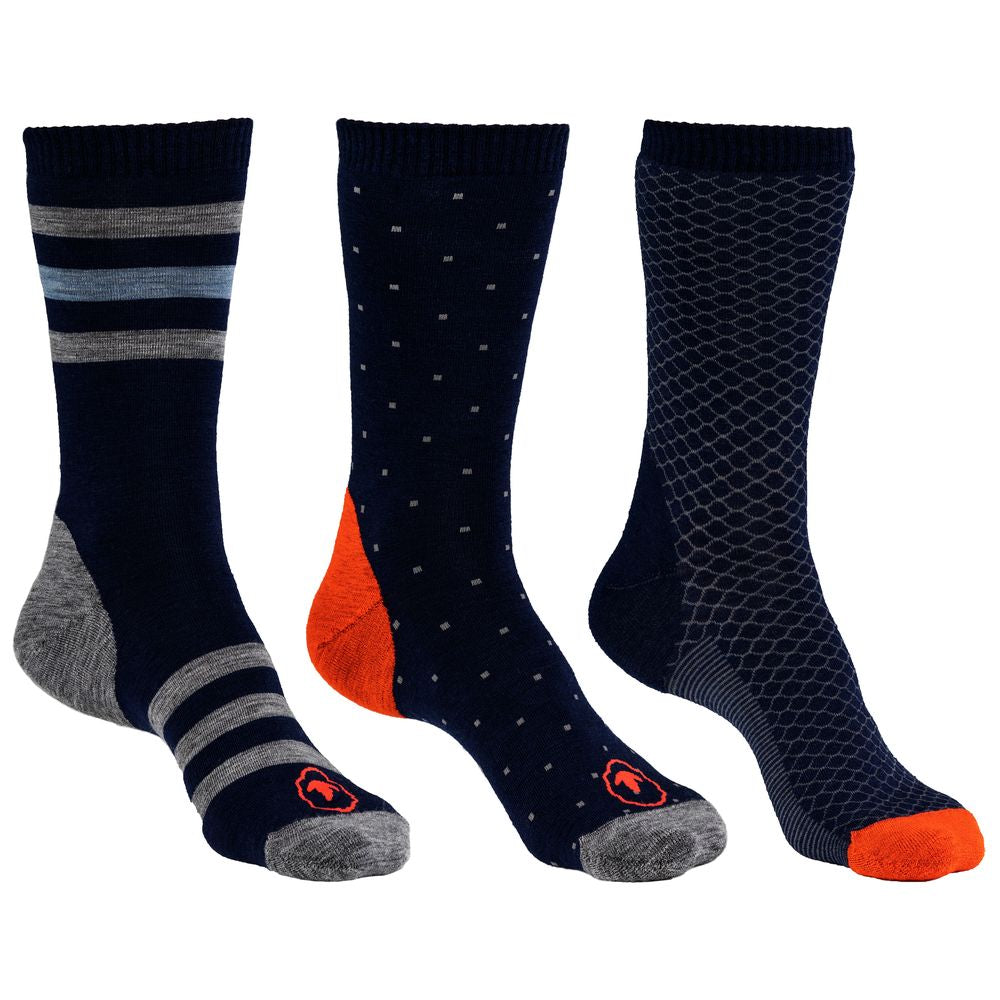 Merino Blend Everyday Socks (3 Pack - Navy/Charcoal)