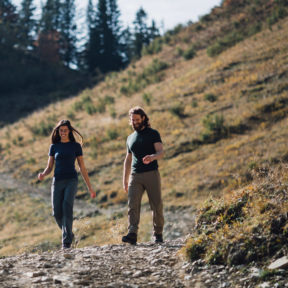 Isobaa | Womens Merino 150 Short Sleeve Crew (Denim) | Gear up for performance and comfort with Isobaa's technical Merino short-sleeved top.