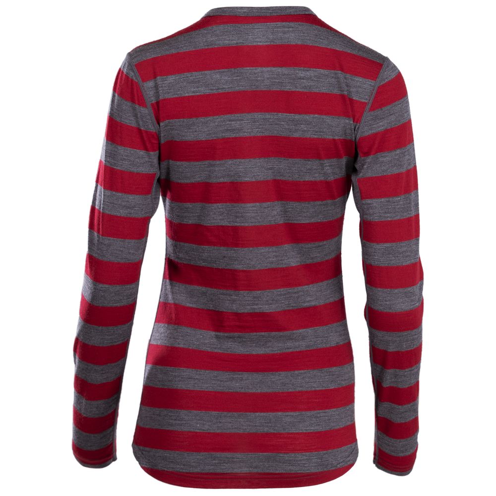 Isobaa | Womens Merino 180 Long Sleeve Crew (Smoke/Red) | Get outdoors with the ultimate Merino wool long-sleeve top.