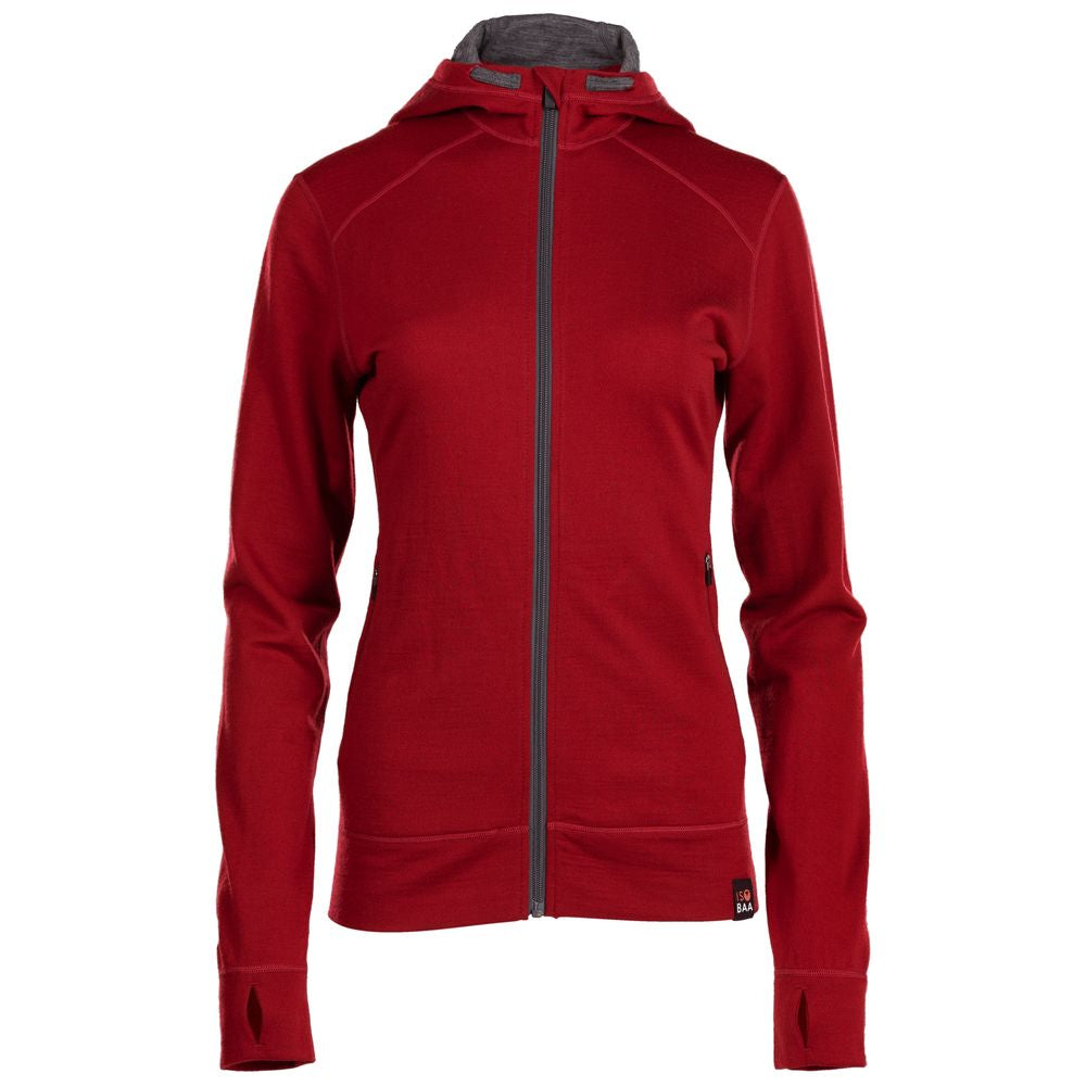 Isobaa | Womens Merino 260 Casual Hoodie (Red) | The best in warmth and versatility: Isobaa 260gm midweight Merino wool hoodie.