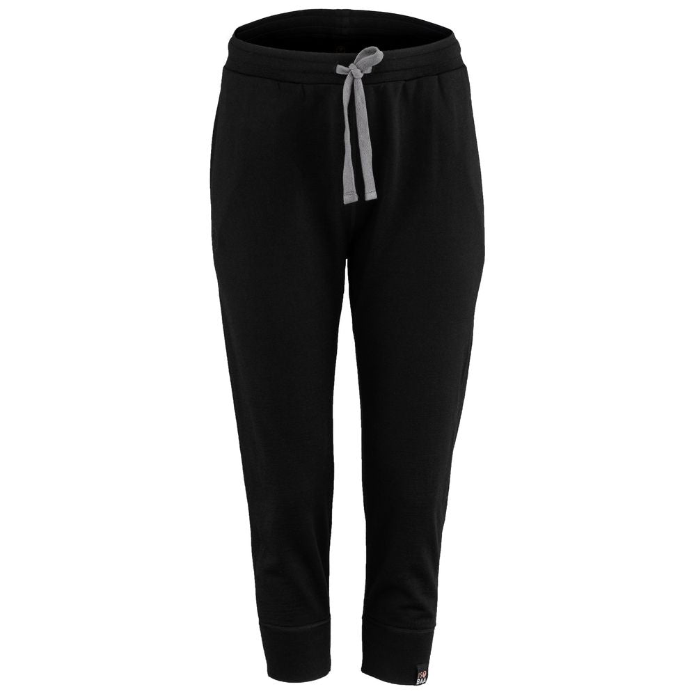Isobaa | Womens Merino 260 Lounge Cuffed 3/4 Joggers (Black/Smoke) | Ultimate comfort and performance with our superfine Merino cropped joggers.