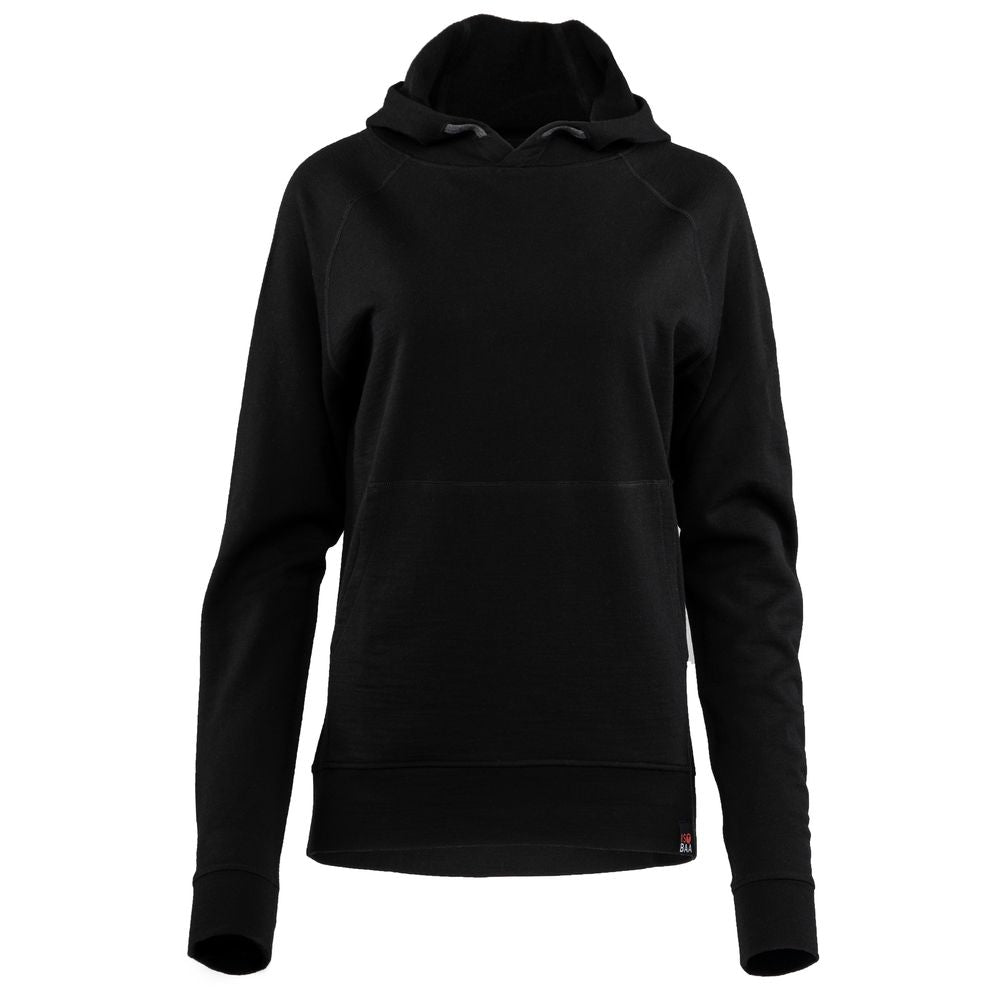 Isobaa | Womens Merino 260 Lounge Hoodie (Black/Smoke) | Experience the best in comfort and performance with our midweight 260gm Merino wool pullover hoodie.