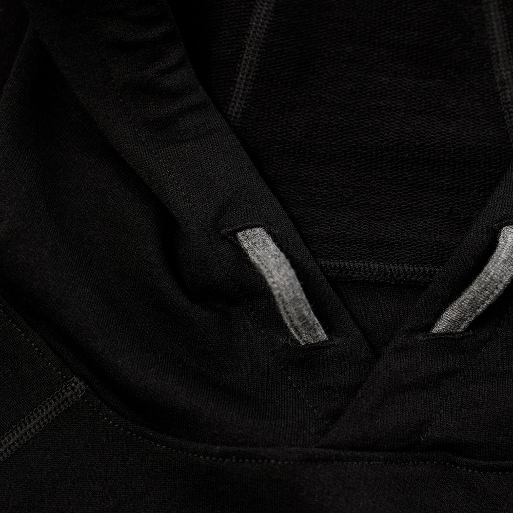 Isobaa | Womens Merino 260 Lounge Hoodie (Black/Smoke) | Experience the best in comfort and performance with our midweight 260gm Merino wool pullover hoodie.